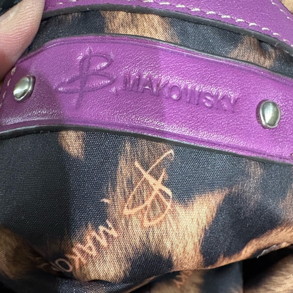 B Makowsky Crossbody Leather Handbag Purple - Picture 6 of 7